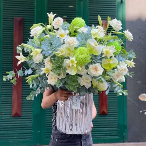  Lẵng Hoa Đẹp Mừng Khai Trương Màu Xanh Lá Cây