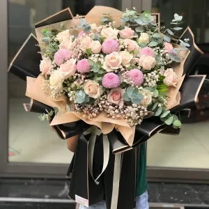 Bó Hoa Hồng Đẹp Màu Nhẹ Nhàng