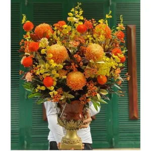 Hoa Tặng Năm Mới-Bình Hoa Màu Cam Sang Trọng