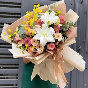 Những Mẫu Bó Hoa Đẹp Hiện Đại Với Gam Màu Nâu Trắng