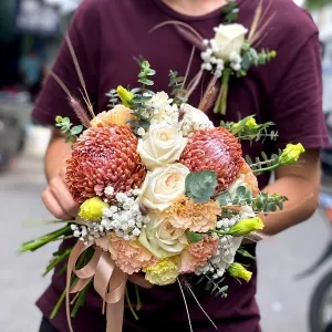 Bó Hoa Cưới Đẹp Màu Nâu Trắng