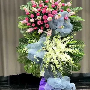 Hoa Viếng Tang Giá Rẻ, Hoa Chia Buồn Kệ 2 Tầng
