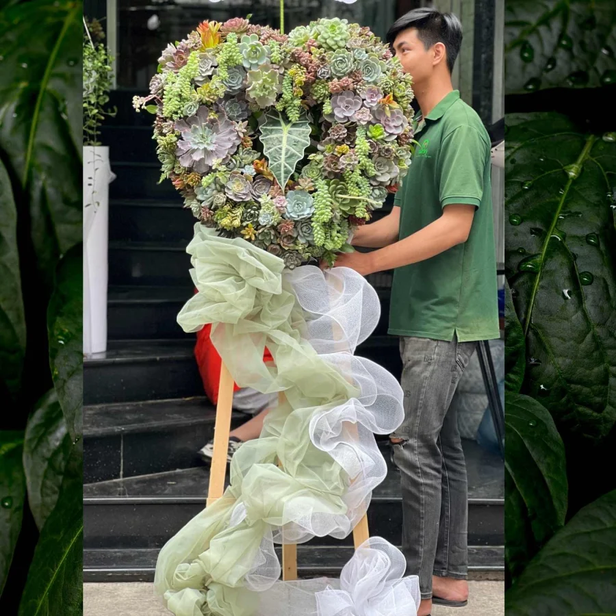 Mẫu Vòng Hoa Viếng Đám Ma Độc Đáo Từ Hoa Sen Đá – Hoa Chia Buồn Trái Tim Mới Lạ Và Ý Nghĩa