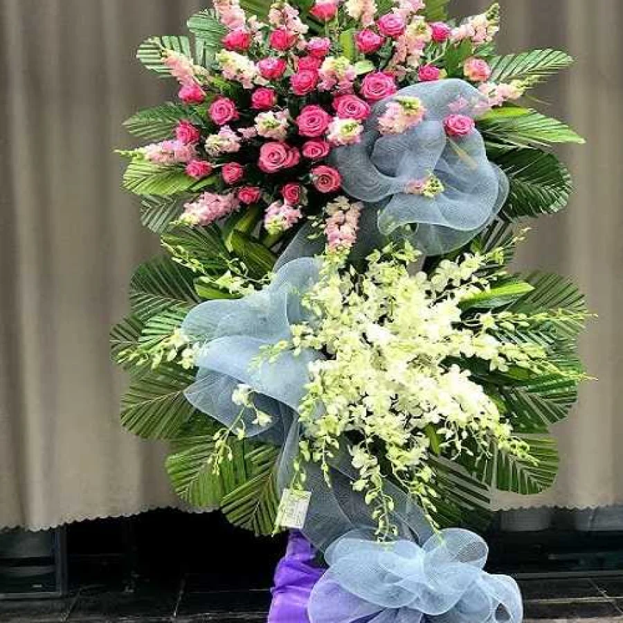 Hoa Viếng Tang Giá Rẻ, Hoa Chia Buồn Kệ 2 Tầng