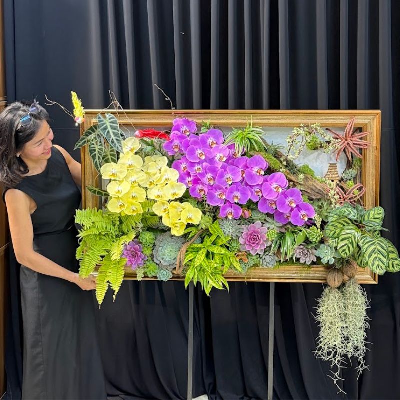 khung tranh hoa lan hồ điệp tết sang trọng